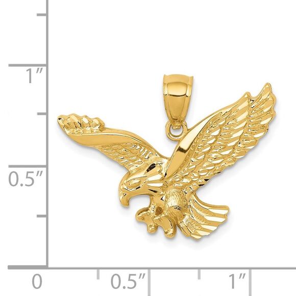 14k Yellow Gold Eagle Pendant, 28mm (1 1/8 Inch) - Picture 4 of 5